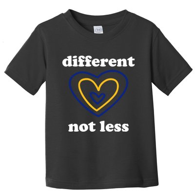Different Not Less Down Syndrome Awareness Heart Toddler T-Shirt