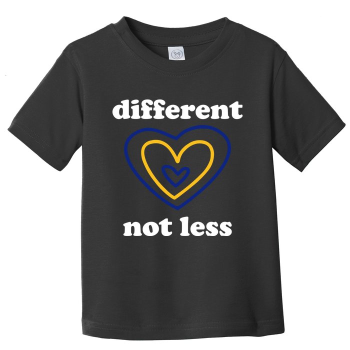 Different Not Less Down Syndrome Awareness Heart Toddler T-Shirt