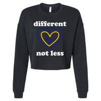 Different Not Less Down Syndrome Awareness Heart Cropped Pullover Crew
