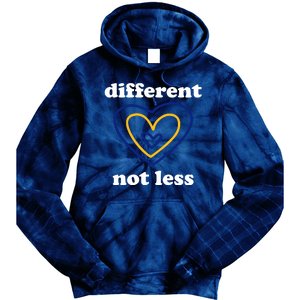 Different Not Less Down Syndrome Awareness Heart Tie Dye Hoodie