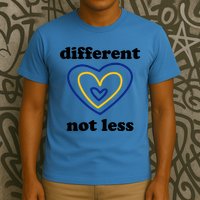 Different Not Less Down Syndrome Awareness Heart T-Shirt