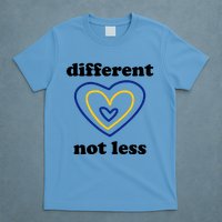 Different Not Less Down Syndrome Awareness Heart T-Shirt