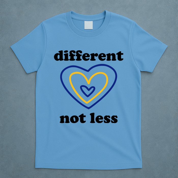 Different Not Less Down Syndrome Awareness Heart T-Shirt