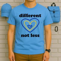 Different Not Less Down Syndrome Awareness Heart T-Shirt