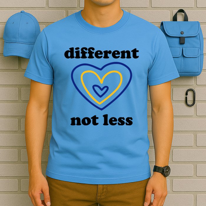 Different Not Less Down Syndrome Awareness Heart T-Shirt