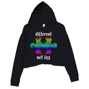 Different Not Less Neurodiversity Puzzle Crop Fleece Hoodie