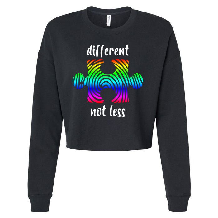 Different Not Less Neurodiversity Puzzle Cropped Pullover Crew