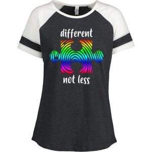 Different Not Less Neurodiversity Puzzle Enza Ladies Jersey Colorblock Tee