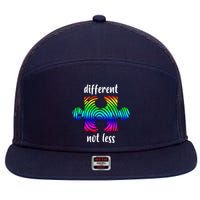 Different Not Less Neurodiversity Puzzle 7 Panel Mesh Trucker Snapback Hat