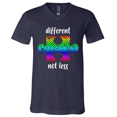 Different Not Less Neurodiversity Puzzle V-Neck T-Shirt