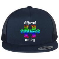 Different Not Less Neurodiversity Puzzle Flat Bill Trucker Hat