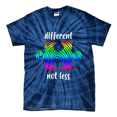Different Not Less Neurodiversity Puzzle Tie-Dye T-Shirt