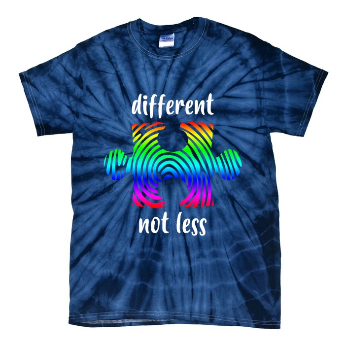 Different Not Less Neurodiversity Puzzle Tie-Dye T-Shirt