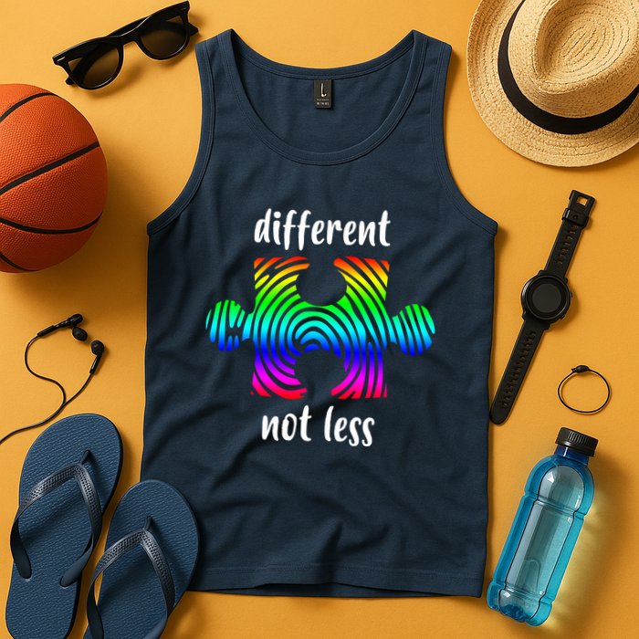 Different Not Less Neurodiversity Puzzle Tank Top