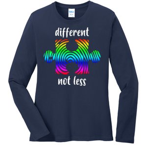 Different Not Less Neurodiversity Puzzle Ladies Long Sleeve Shirt