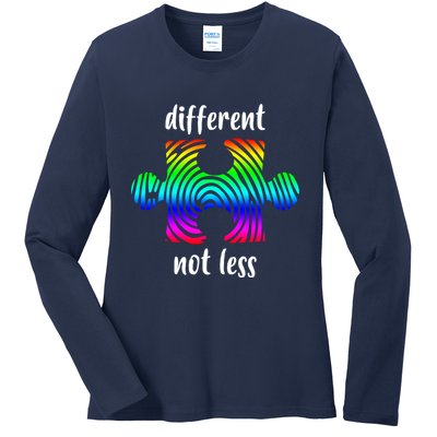 Different Not Less Neurodiversity Puzzle Ladies Long Sleeve Shirt