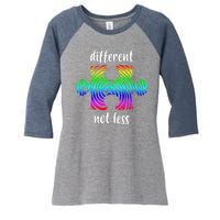 Different Not Less Neurodiversity Puzzle Women's Tri-Blend 3/4-Sleeve Raglan Shirt