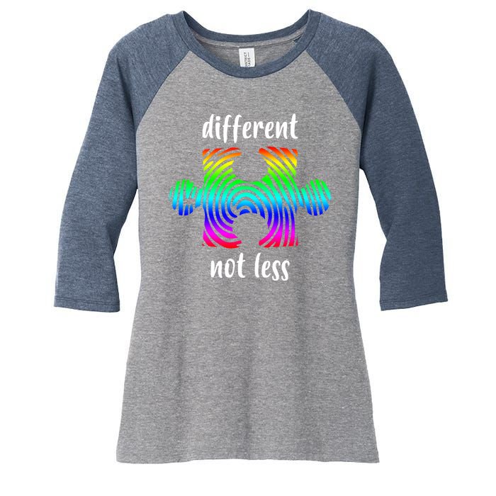 Different Not Less Neurodiversity Puzzle Women's Tri-Blend 3/4-Sleeve Raglan Shirt