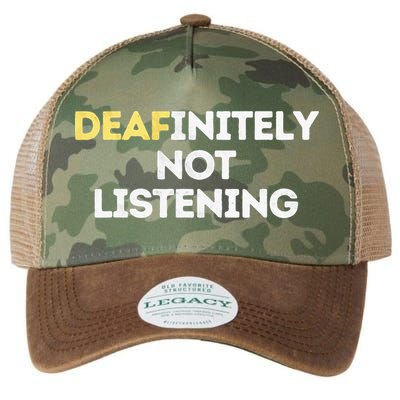 Deafinitely Not Listening Funny ASL Gifts For Deaf Pride Legacy Tie Dye Trucker Hat