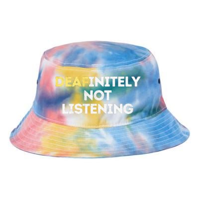 Deafinitely Not Listening Funny ASL Gifts For Deaf Pride Tie Dye Newport Bucket Hat