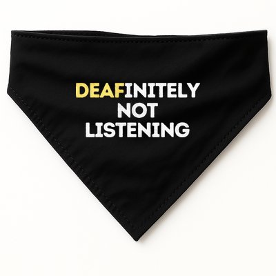 Deafinitely Not Listening Funny ASL Gifts For Deaf Pride USA-Made Doggie Bandana