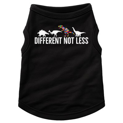 Different Not Less Puzzle Dinosaur Autism Gift Doggie Tank