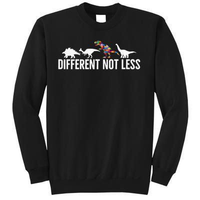 Different Not Less Puzzle Dinosaur Autism Gift Sweatshirt