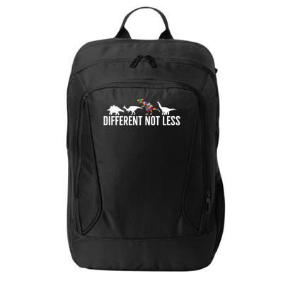 Different Not Less Puzzle Dinosaur Autism Gift City Backpack
