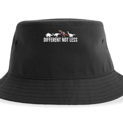 Different Not Less Puzzle Dinosaur Autism Gift Sustainable Bucket Hat