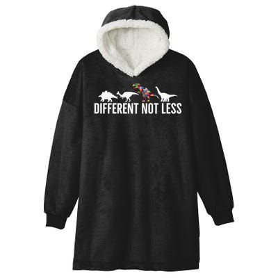 Different Not Less Puzzle Dinosaur Autism Gift Hooded Wearable Blanket