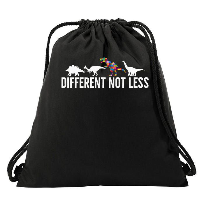 Different Not Less Puzzle Dinosaur Autism Gift Drawstring Bag