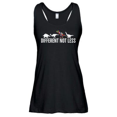 Different Not Less Puzzle Dinosaur Autism Gift Ladies Essential Flowy Tank