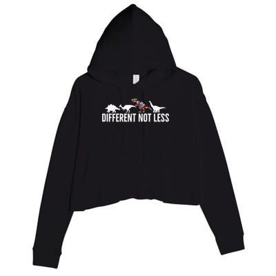 Different Not Less Puzzle Dinosaur Autism Gift Crop Fleece Hoodie
