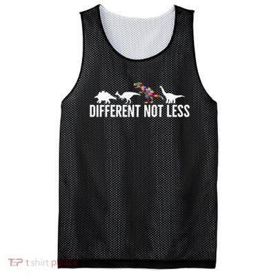 Different Not Less Puzzle Dinosaur Autism Gift Mesh Reversible Basketball Jersey Tank