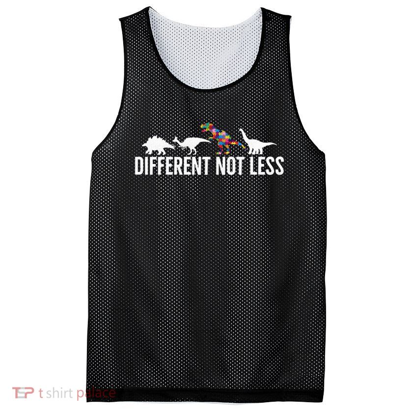 Different Not Less Puzzle Dinosaur Autism Gift Mesh Reversible Basketball Jersey Tank