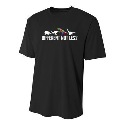 Different Not Less Puzzle Dinosaur Autism Gift Youth Performance Sprint T-Shirt