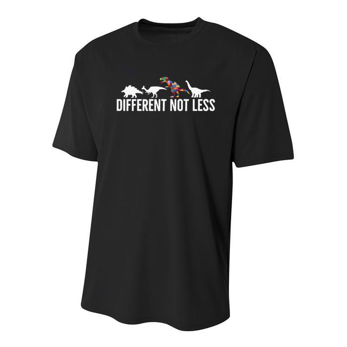 Different Not Less Puzzle Dinosaur Autism Gift Youth Performance Sprint T-Shirt