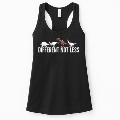 Different Not Less Puzzle Dinosaur Autism Gift Womens Tank Top