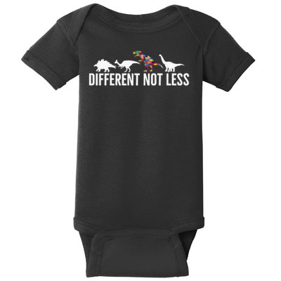 Different Not Less Puzzle Dinosaur Autism Gift Baby Bodysuit