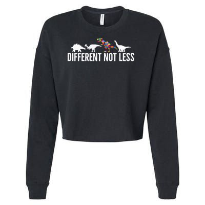 Different Not Less Puzzle Dinosaur Autism Gift Cropped Pullover Crew