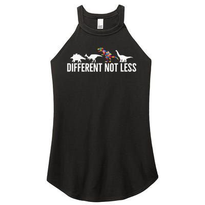 Different Not Less Puzzle Dinosaur Autism Gift Women's Perfect Tri Rocker Tank
