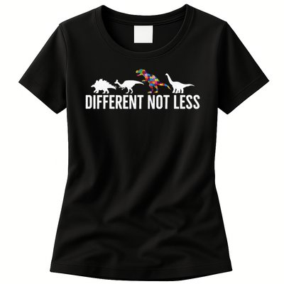 Different Not Less Puzzle Dinosaur Autism Gift Womens T-Shirt