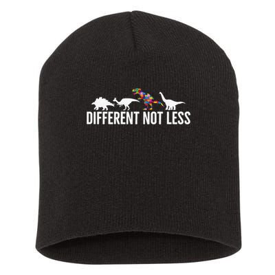 Different Not Less Puzzle Dinosaur Autism Gift Short Acrylic Beanie