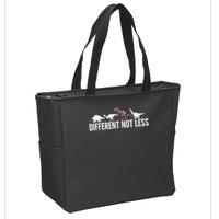 Different Not Less Puzzle Dinosaur Autism Gift Zip Tote Bag