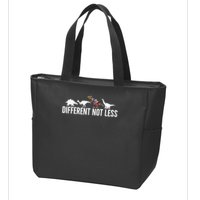 Different Not Less Puzzle Dinosaur Autism Gift Zip Tote Bag