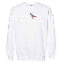 Different Not Less Puzzle Dinosaur Autism Gift Garment-Dyed Sweatshirt