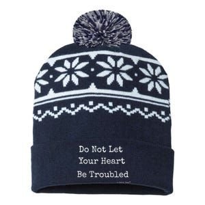 Do Not Let Your Heart Be Troubled Biblical Quote John 14:27 USA-Made Snowflake Beanie