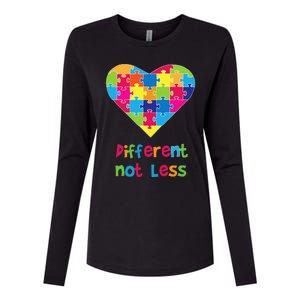 Different Not Less Autism Awareness Heart Puzzle Womens Cotton Relaxed Long Sleeve T-Shirt