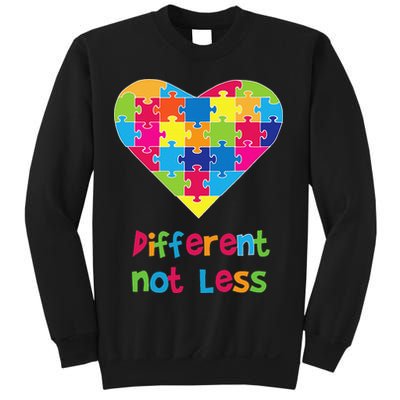 Different Not Less Autism Awareness Heart Puzzle Sweatshirt