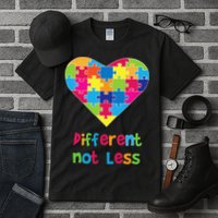 Different Not Less Autism Awareness Heart Puzzle Tall T-Shirt